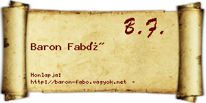 Baron Fabó névjegykártya